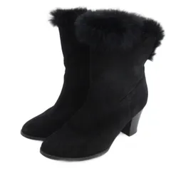 ダイアナ DIANA ファー スエード ブーツ ブラック 23cm ■FF
