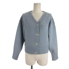 グリーンレーベルリラクシング ユナイテッドアローズ green label relaxing Vネック ニット ウール カーディガン ブルー系 ■FF