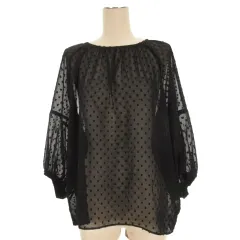 グリーンレーベルリラクシング ユナイテッドアローズ green label relaxing シフォン ドット ジャガード ブラウス シアー ブラック 251024E ■GY43