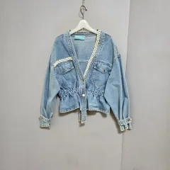 パールキュービックPOINT ウエストバンド デニム アウター F n1252