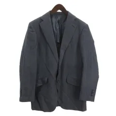 トゥモローランド TOMORROWLAND リネン混 ストライプ テーラードジャケット 46 ネイビー ■GY12