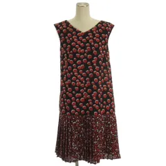 ダイアグラム Diagram ドット ワンピース ノースリーブ ひざ丈 プリーツ 総柄 ブラック 36