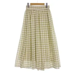 ナチュラルビューティーベーシック NATURAL BEAUTY BASIC ギンガム ハイウエスト スカート ロング M ベージュ ■FF