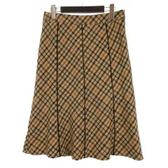 ダックス DAKS チェック スカート ウール 40 ベージュ 260210E