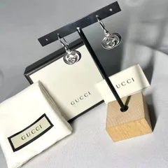 美品 GUCCIグッチ インターロッキングG ダブルG立体デザイン フック スイングピアス スターリングシルバー SV925 男女兼用 付属あり