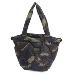 タイオン TAION ダウン ハンドバッグ トート カモフラ ブラウン系