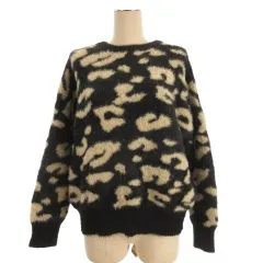 ムルーア MURUA レオパード柄 シャギー ニット 長袖 セーター ブラック ベージュ 260303E