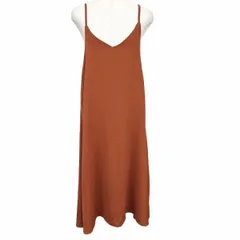 【新品/訳アリ】W CLOSET ジャンパースカート ワンピース 肩ひも ひざ上あたりまでスカート裏地付き ポリ100% F ブラウン レディース