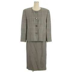 バーバリーズ Burberrys セットアップ ノーカラー ジャケット チェック タイト スカート ひざ丈  グレー 11 L
