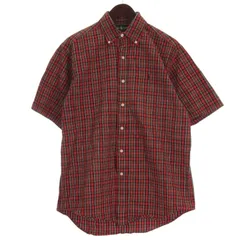 ラルフローレン RALPH LAUREN シアサッカー チェック シャツ 半袖 ボタンダウン レッド S ☆AA★