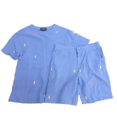 ポロ ラルフローレン POLO RALPH LAUREN セットアップ ポニー Tシャツ 半袖 ショート パンツ ブルー M 10-12 ■TC