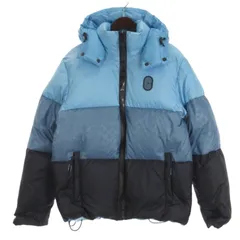 コーチ COACH シグネチャー カラーブロック ダウンジャケット フーディ CB661 ブルー M