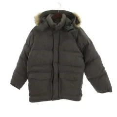 モンクレール MONCLER 青タグ ウール ダウンジャケット ファー キッズ  14ans グレー ■GY12