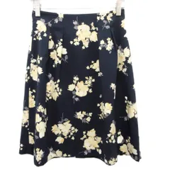 プロポーション ボディドレッシング PROPORTION BODY DRESSING フレアスカート 花柄 タック ひざ丈 2 約S 紺 ネイビー ■MET2 1017