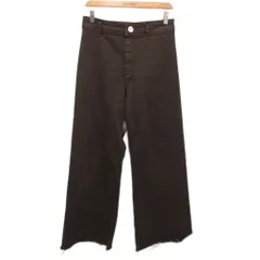 ザラ ZARA 美品 バギーパンツ デニムパンツ ワイド カットオフ 切りっぱなし 茶 ブラウン 38 約M