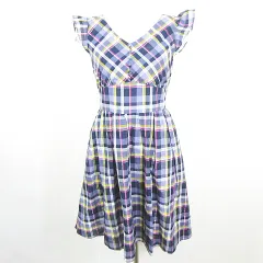 ジルバイジルスチュアート JILL by JILLSTUART ワンピース 膝下丈 コットン S ネイビー チェック kz13109
