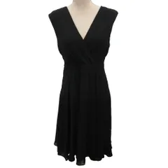 ザラ ベーシック ZARA BASIC ワンピース ノースリーブ Vネック ミモレ ロング M 黒 ブラック 2239/102/800 ■MET2