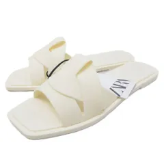 ザラ ZARA タグ付き ラバーサンダル フラットサンダル ミュール スリッパ 37 アイボリー