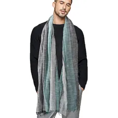 【新品】 [DAMILY] ストール メンズ スカーフ 春秋用 大判 薄手 コットン マフラー 男性用 ガーゼ 綿 ロングマフラー 春夏 ファション 3色ステッチ グラデーション 柔らかい UVカット＆冷房対策 ショール 防寒 暖かい 誕生日 プレゼント 