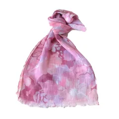 【新品】 コットン ガーゼ ストール レディース 花柄 小さめ 30×160 綿 100％ 夏 用 夏用 春夏 夏 ショール スカーフ ガーゼ 冷感 冷房対策 UVカット インド製 [.a all over the world] (ピンク)
