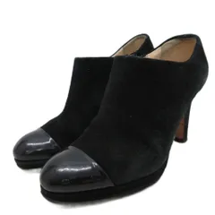 ファビオルスコーニ FABIO RUSCONI ブーティ ショートブーツ スエード ラウンドトゥ 切替 38 25cm 黒 ブラック