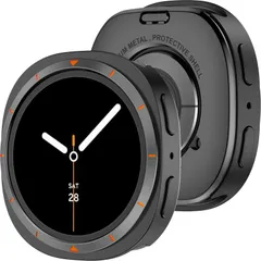新品 Miimall for Galaxy Watch 8 40mm ケース [PC+アルミ合金 バンパー] 耐衝撃 フィルムなし バックカバー付き 頑丈 滑り止め 装着簡単 ギャラクシーウォッチ 8 40mm保護カバー シェル（ブラック）