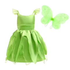 新品 [Dressy Daisy] プリンセス グリーン 妖精 ドレス 蝶の羽付き 幼児 子供用 女の子 ハロウィン 誕生日 パーティー ファンシー 衣装 サイズ 7～8歳