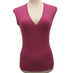 バランタイン BALLANTYNE タグ付き カシミヤニットベスト ジレ セーター カシミヤ100% 36 紫 パープル