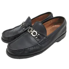 サルヴァトーレフェラガモ Salvatore Ferragamo ガンチーニ ビットローファー レザーシューズ 革靴 シルバー金具 皮革 8 26cm 黒 ブラック ■IBO91