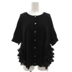 トロワ TOROIS タグ付き サイドリボン2Wayニットプルオーバー カーディガン F 五分袖 コットン 黒 ブラック T231-88060 /GV