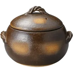 新品 萬古焼 ご飯土釜 5合 釉掛け丸型 ご飯釜 ご飯鍋 直径21cm 電子レンジ対応 食洗機対応 耐熱陶器 日本製 19123のサムネイル