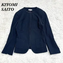 【美品】 BARNEYS NEW YORK ノーカラージャケット 40 ネイビー