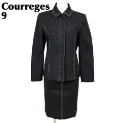 【美品】 Courreges ロゴ刺繍スカートセットアップ ステッチ 9 黒のサムネイル