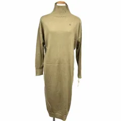 【新品】Arnold Palmer ニットワンピース ハイネック ロング 長袖 アクリル×ナイロン×毛 L ベージュ ベージュ×赤×緑×黄 レディース