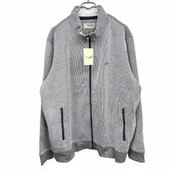 【新品】[印象N] Crocodile カットソーブルゾン ジャケット マイクロストライプ ハイネック 裏地無し 長袖 綿×ポリ LL ネイビー 紺×白 メンズ