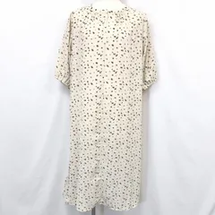 【新品】E hyphen world gallery 薄手 変形ドットプリント ワンピース 裏地無し ロング ポリ100% F ライトブラウン 薄茶 レディース 女性