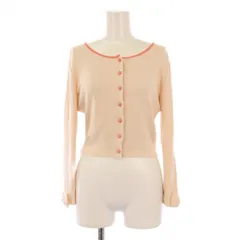 ルネ Rene ニットカーディガン 長袖 クルーネック ショート丈 ストレッチ 36 ピンク /BB