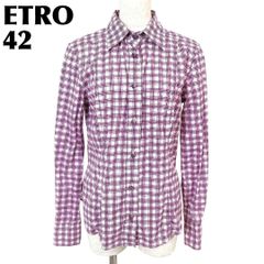 トップス 【美品】 ETRO 長袖ブラウス シャツ 42 紫×白 チェック