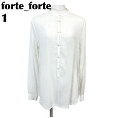 forte_forte コットンシルク シャツブラウス バンドカラー 総柄 長袖