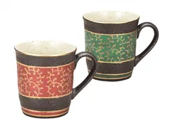 新品 九谷焼いわたや ペアマグカップ･金唐草 K9-1016