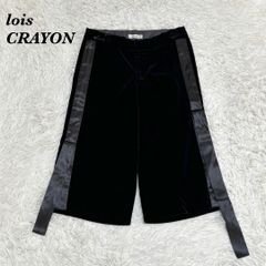 美品】 lois CRAYON 光沢切替キュロットハーフパンツ M ブラック