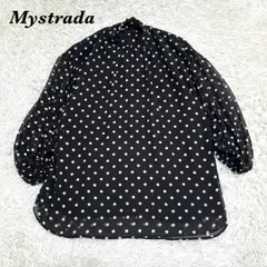 【美品】 Mystrada 長袖ブラウス リボン 36 ブラック ドットのサムネイル