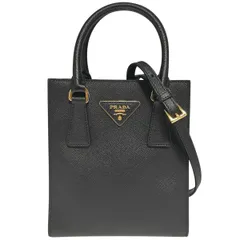 【中古】 PRADA プラダ サフィアーノ 2WAY ミニハンドバッグ 1BA358 ブラック ハンドバッグ ショルダーバッグ トライアングル ロゴ 26009462 RS