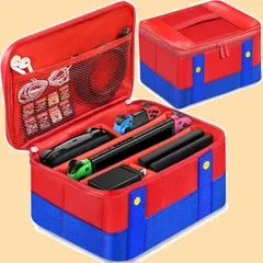 ケース 【Switch/Switch 有機ELモテル対応】スイッチ ケース Switch ニンテンドー スイッチ用 ケース Switch 収納 バッグ スイッチ ケース かわいい Switch キャリング ケース スイッチ 収納 オールインワン バッグ(赤/青