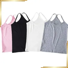 【新品】 [InSomila] [インソミラ] 子供服 ２着セット/4着セット キャミソール タンクトップ キッズ 女の子 ダンス ヒップホップ スポーツ インナー 小学校 重ね着 キャミソール 黒 白 (4色セット, 110) 0