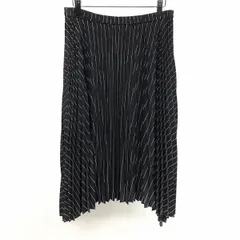 【新品】[印象N] ensuite イレヘムプリーツスカート レディース [W70～74/H97～101] 黒 ポリ100% 薄手 ストライプ 裏地付きのサムネイル