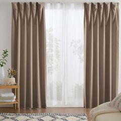 帶流蘇素色 可調節掛鉤 寬100 (窗簾2片 遮光 4件套 蕾絲2片 窗簾 555814-101) 貝爾納(BELLUNA)