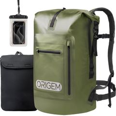 【免運費】[Origem] 防水袋 35L/55L/85L 大容量 完全防水 背包 新型材質 可折疊 防塵 3色 登山 旅行 健行 戶外活動 (軍綠色, 35L)