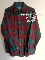 PENDLETON アメリカ製 80s ヴィンテージ ウール フランネルシャツ 人気カラー 赤×緑 М 美品