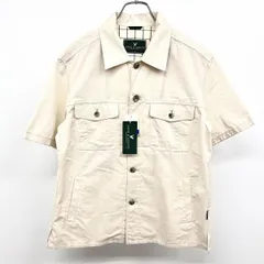 【新品】[印象N] LYLE＆SCOTT ライルアンドスコット シャツジャケット メンズ M ヘザーベージュ系 綿×ポリ×レーヨン ステンカラー フレンチフロント 両胸フラップポケット ウエストポケット ボックスカット ボタン留め 半袖のサムネイル
